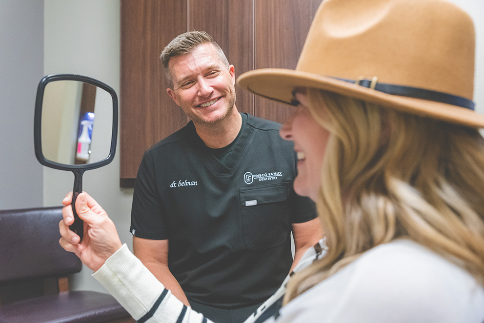 Patient looking at smile